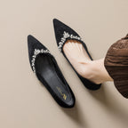 Damen Ballerinas mit funkelndem Strassbesatz und elegantem Spitzendesign