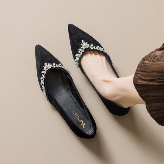 Damen Ballerinas mit funkelndem Strassbesatz und elegantem Spitzendesign R&B