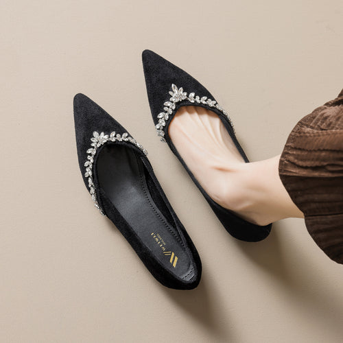 Damen Ballerinas mit funkelndem Strassbesatz und elegantem Spitzendesign R&B