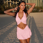 Damen Verspieltes Crop-Top und Minirock Set R&B