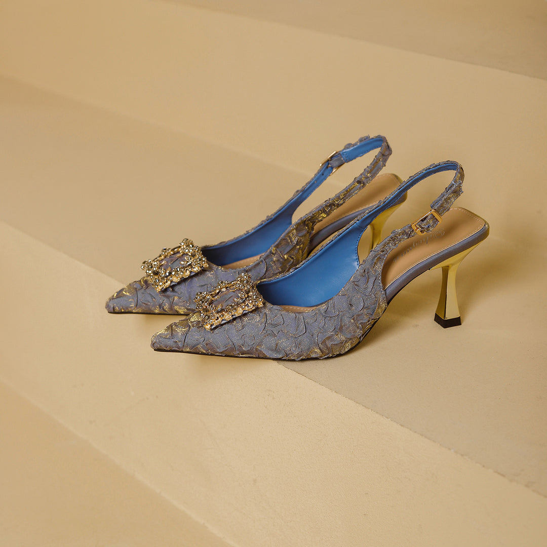 Damen Slingback Pumps mit funkelndem Schmuckdetail R&B