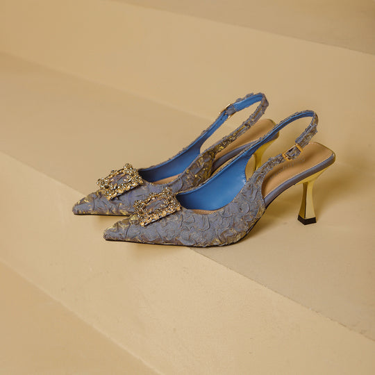Damen Slingback Pumps mit funkelndem Schmuckdetail R&B