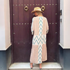 Damen Lässiges Maxikleid mit modernem Grafikdruck und seitlichen Schlitzen R&B
