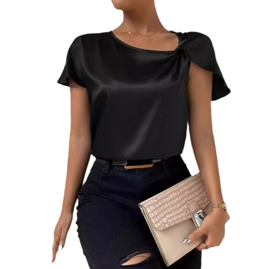 Damen Elegantes Top mit asymmetrischem Schnitt und feinem Glanz R&B