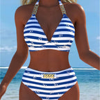 Damen Bikini mit luxuriösem Marmormuster und edlen Details R&B