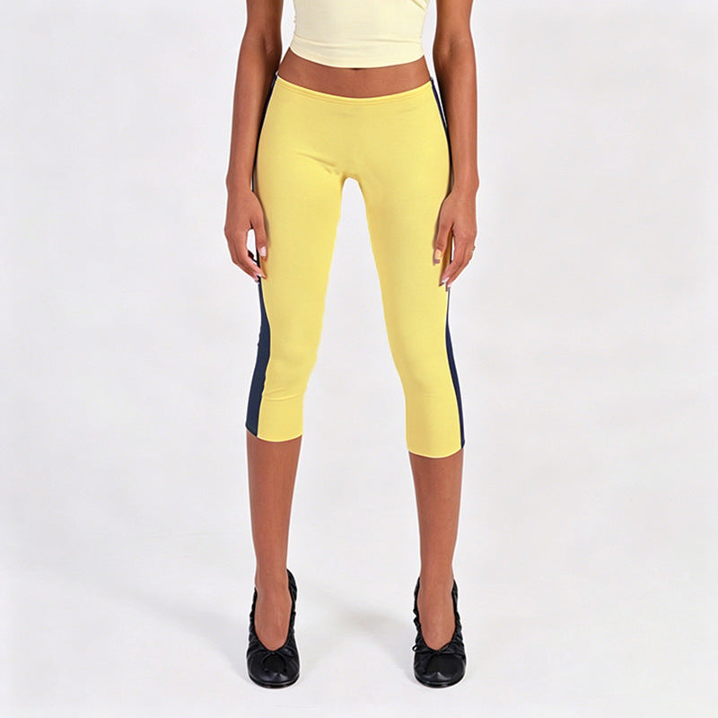 Damen Sportliche 3/4-Leggings mit seitlichen Kontraststreifen R&B