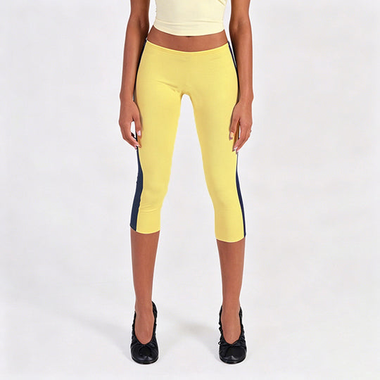 Damen Sportliche 3/4-Leggings mit seitlichen Kontraststreifen R&B