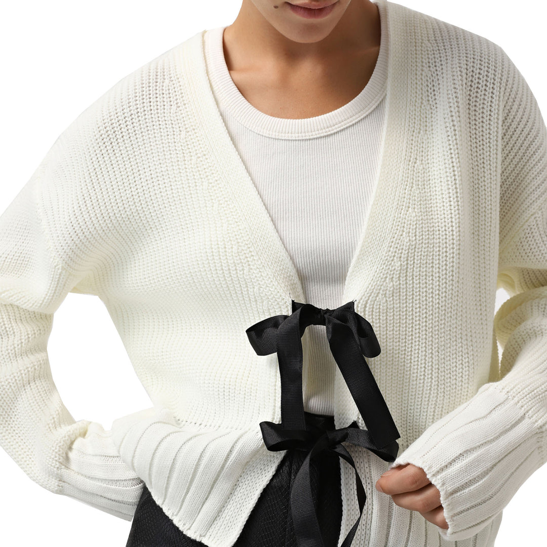 Damen Strickjacke mit dekorativen Schleifen-Details R&B
