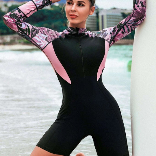 Damen Surfanzug mit langem Arm und floralem Design R&B