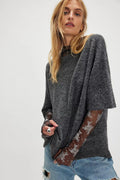 Damen Stylish halbtransparentes Sweatshirt mit Spitze und lässigem Schnitt