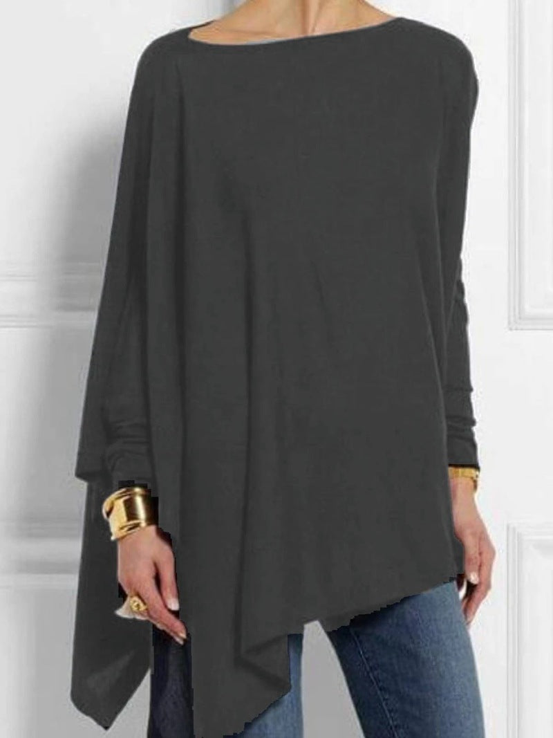 Damen nan drapierte Oversize-Tunika mit schrägem Zipfelsaum und weiten Fledermausärmeln R&B