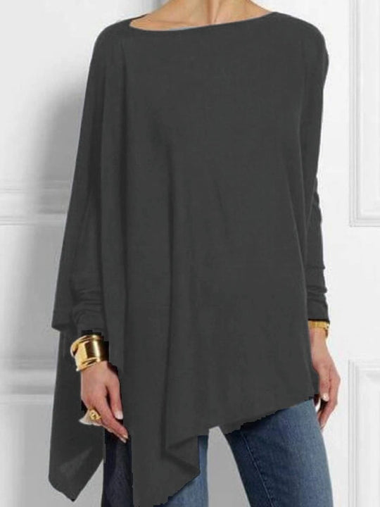 Damen nan drapierte Oversize-Tunika mit schrägem Zipfelsaum und weiten Fledermausärmeln R&B