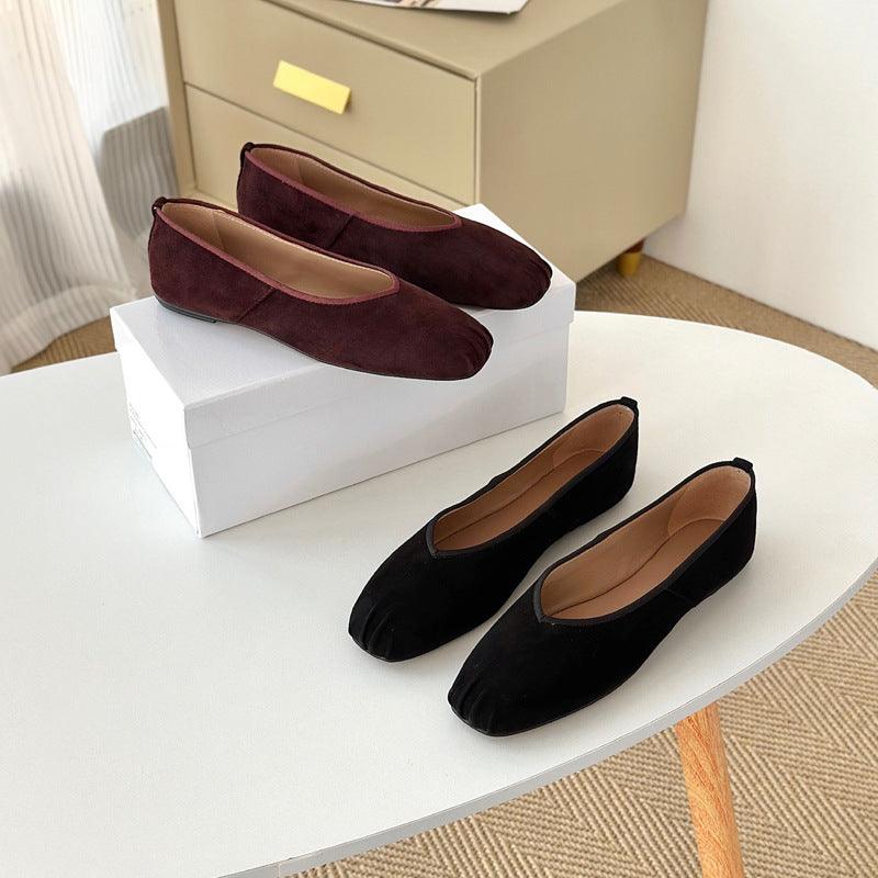Damen Mokassin-Ballerinas aus weichem Veloursleder