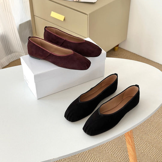 Damen Mokassin-Ballerinas aus weichem Veloursleder R&B