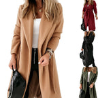 Damen Eleganter und gemütlicher Mantel mit Gürtel und Taschen R&B