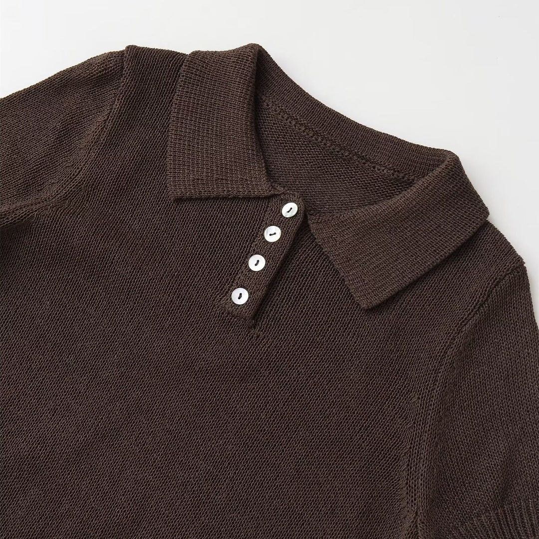 Damen Polohemd mit elegantem Kragen und hochwertigen Knopfdetails R&B