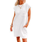 Damen Maxikleid mit praktischen Taschen und elegantem Strukturmuster R&B