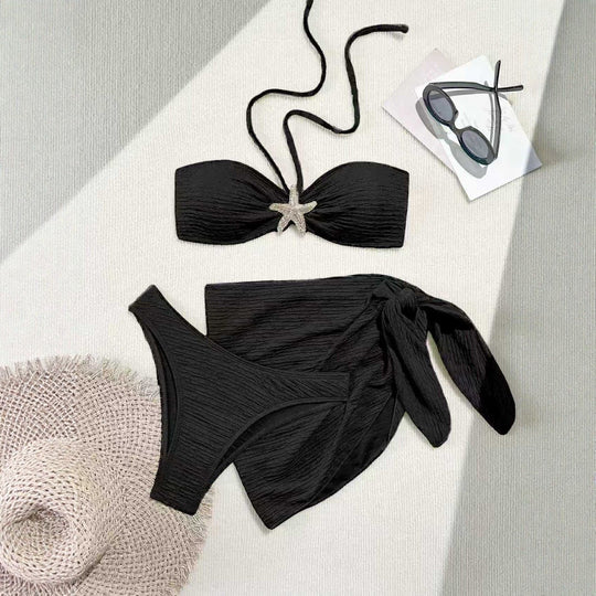 Damen Bandeau-Bikini mit schickem Wickeltuch R&B