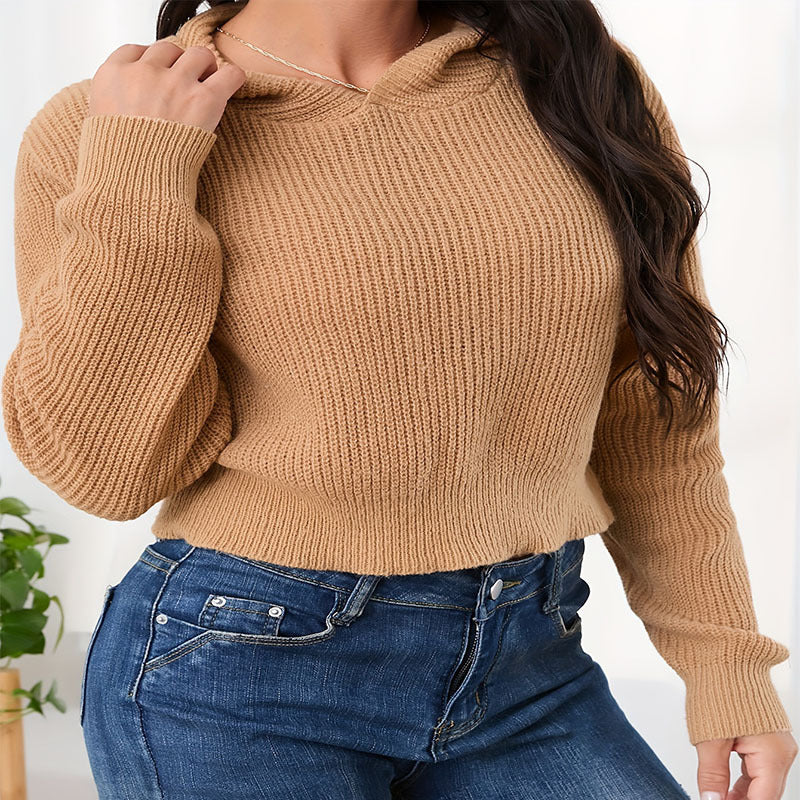 Damen lässiger Hoodie aus strukturiertem Strick R&B