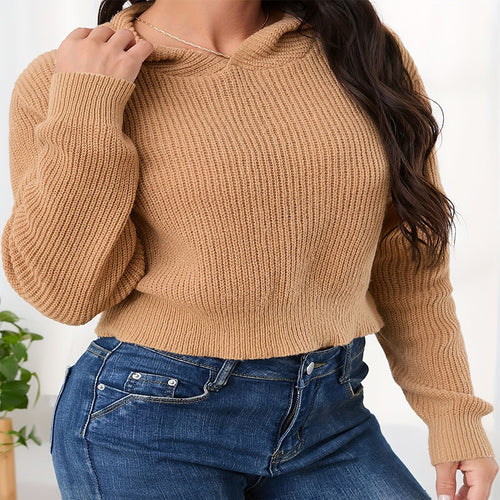 Damen lässiger Hoodie aus strukturiertem Strick R&B