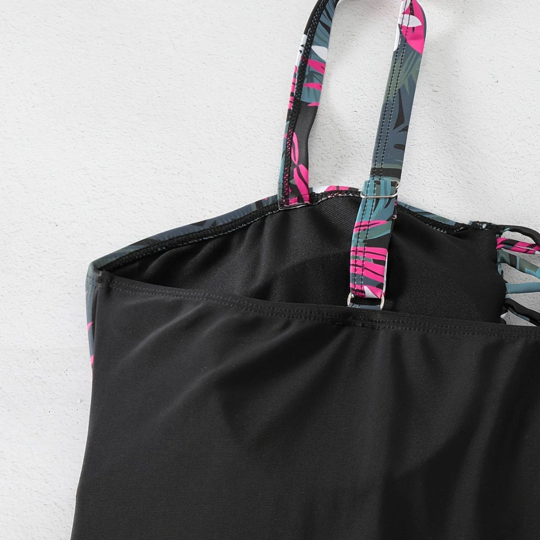 Damen Einteiler Badeanzug mit floralem Design und modernem Rückensystem R&B