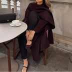 Damen eleganter Überwurf mit asymmetrischem Schnitt R&B