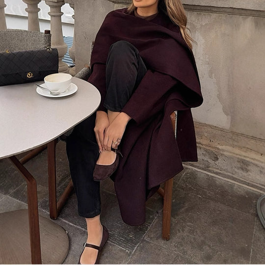 Damen eleganter Überwurf mit asymmetrischem Schnitt R&B