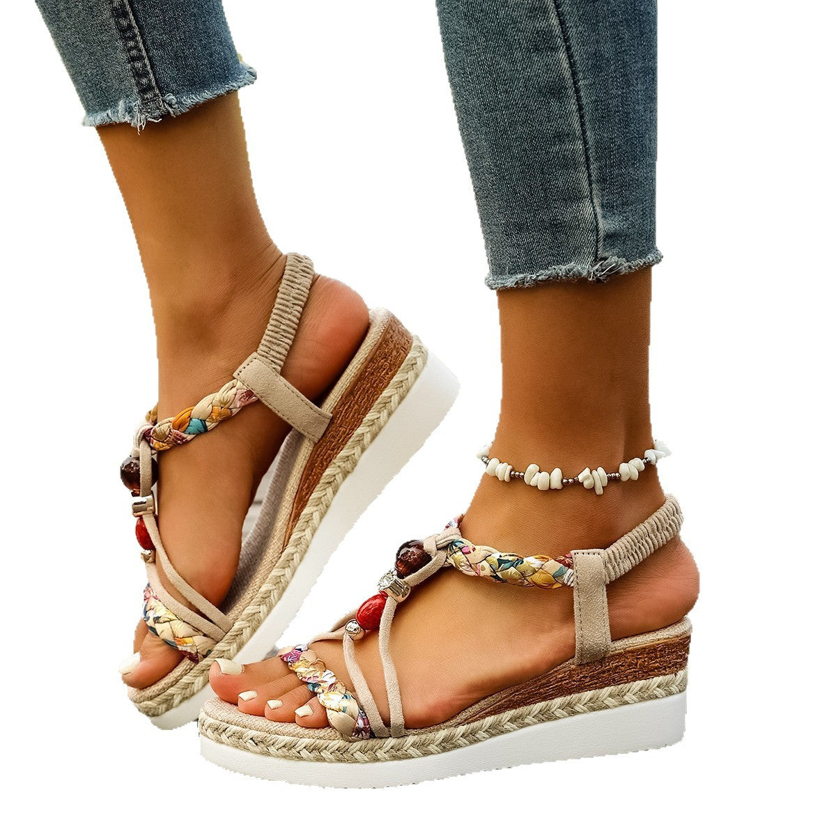 Damen Wedge-Sandalen mit geflochtenem Riemendesign und komfortabler Sohle R&B