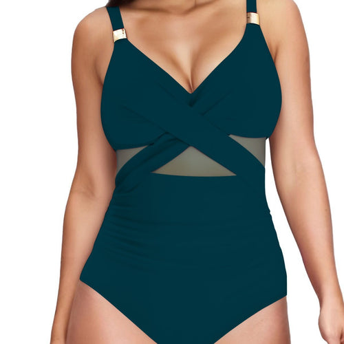 Damen Eleganter Einteiler mit transparenter Einsätzen R&B