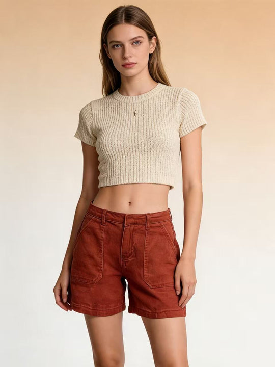 Damen lässige Sommer-Shorts mit seitlichen Taschen und komfortablem Schnitt R&B