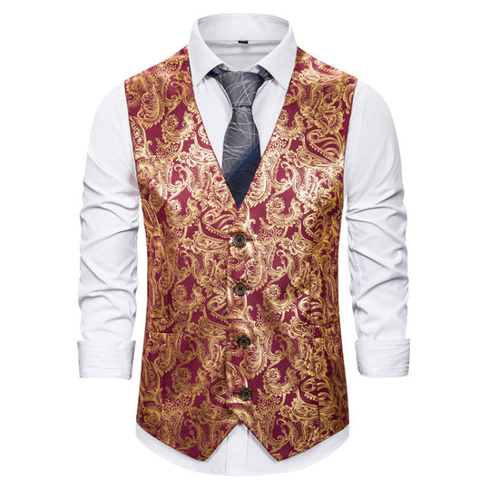 Herren elegante Brokat-Weste im luxuriösen Design R&B
