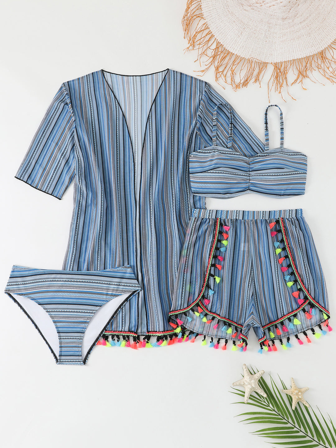 Damen Strandoutfit mit modischer Tunika und Shorts R&B