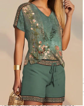 Damen lässiges Freizeitsoutfit mit floralem Design R&B