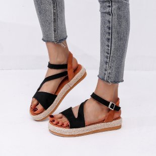 Damen Plateau-Sandalen mit offener Zehenpartie und modischem Riemendesign R&B