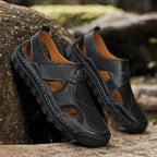 Damen Atmungsaktive Leder-Sandalen mit verstellbarem Klettverschluss R&B