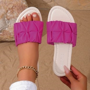 Damen Komfortable Riemchen-Sandalen mit modischem Falten-Design R&B
