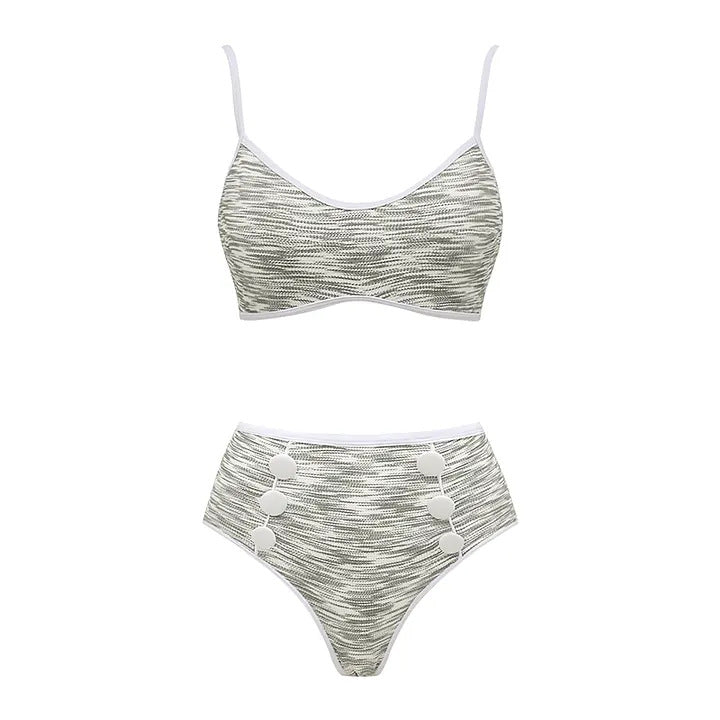 Damen Bikini-Set mit hochtailliertem Höschen und modischem Oberteil R&B