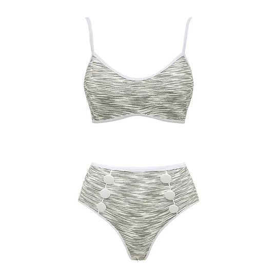 Damen Bikini-Set mit hochtailliertem Höschen und modischem Oberteil R&B