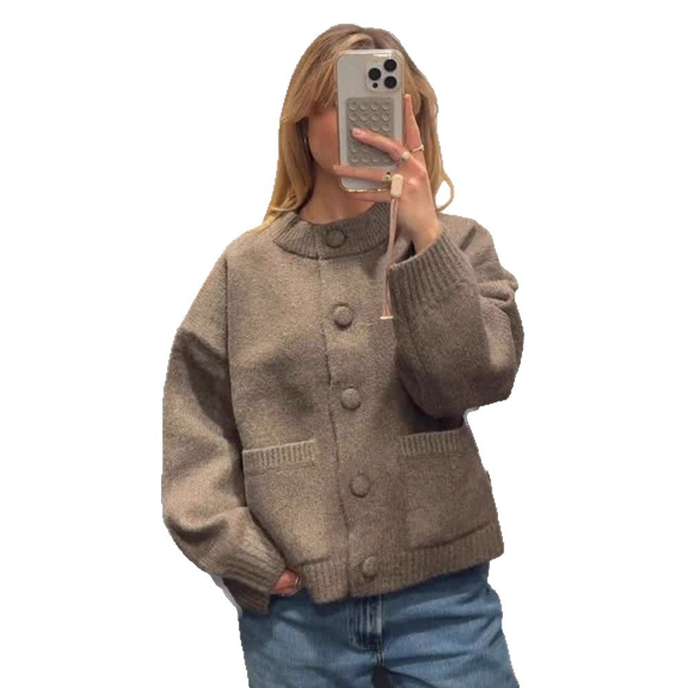 Damen lässige Strickjacke mit Knopfdetails und bequemem Schnitt R&B