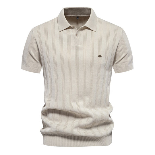 Herren Kurzarm Polo-Shirt mit strukturiertem Streifenmuster R&B
