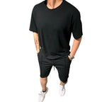 Herren lässiges Freizeitsport-Outfit mit strukturiertem Oberteil und Shorts R&B