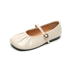 Damen Ballerinas mit modischem Riemchen und eleganter Faltenoptik