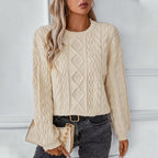 Damen Grobstrickpullover mit strukturiertem Zopfmuster