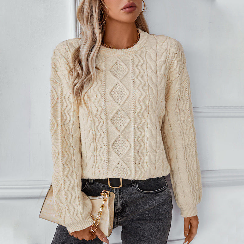 Damen Grobstrickpullover mit strukturiertem Zopfmuster