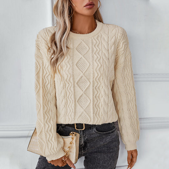 Damen Grobstrickpullover mit strukturiertem Zopfmuster R&B