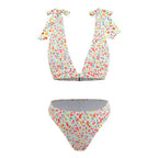 Damen Triangel-Bikini mit verstellbaren Bindändern und floralem Muster
