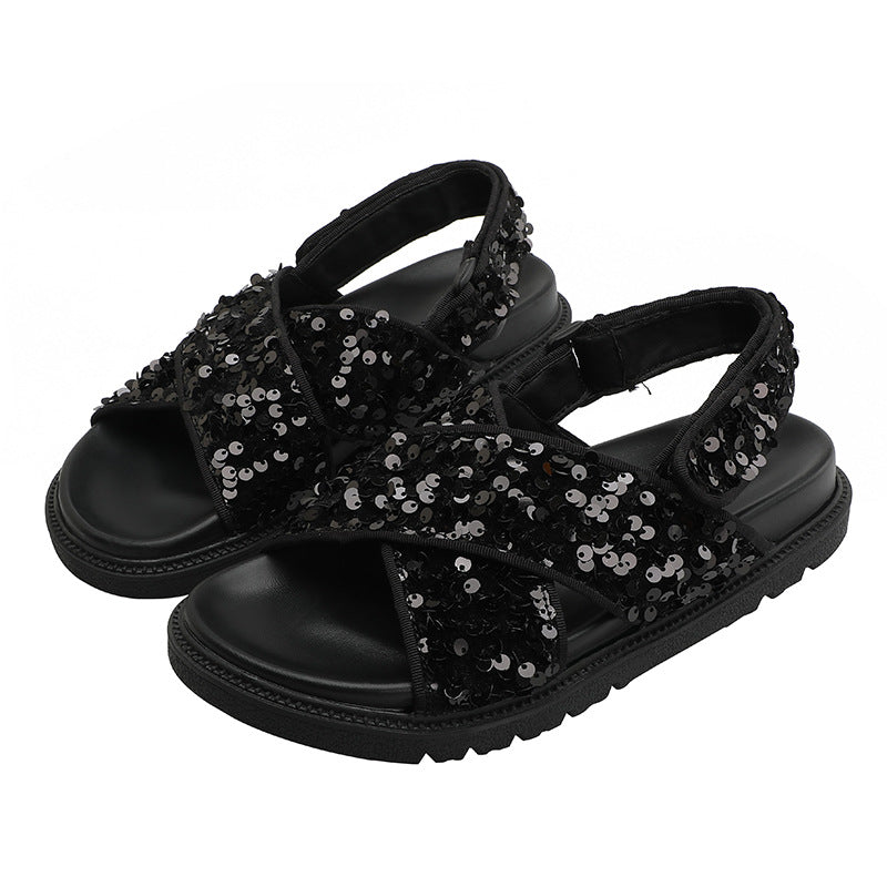 Damen Glitzernde Sandalen mit hochwertigem Riemendesign R&B