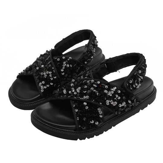 Damen Glitzernde Sandalen mit hochwertigem Riemendesign R&B