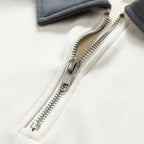 Damen stylischer Sweat-Pullover mit Kragen und halbseitigem Reißverschluss