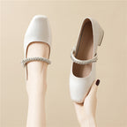 Damen elegante Pumps mit modischem Riemen und Schmuckdetails R&B